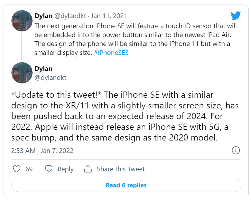 2022款苹果iPhone SE爆料：设计不变、支持5G