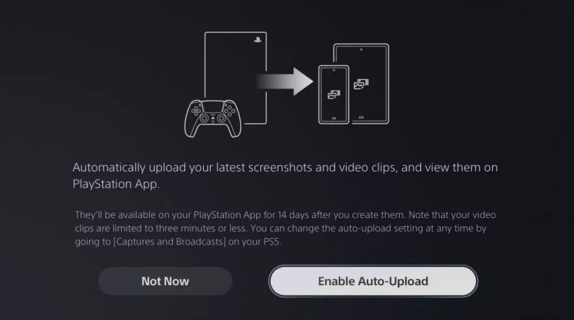 索尼为PS5推出新功能，可将游戏截图 / 录屏上传至手机