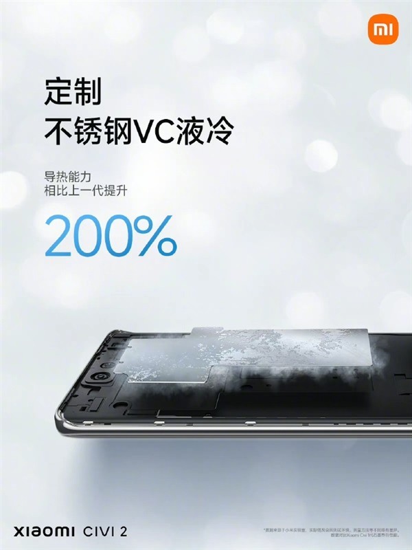 小米Civi 2：搭载骁龙7，可36个月保持流畅