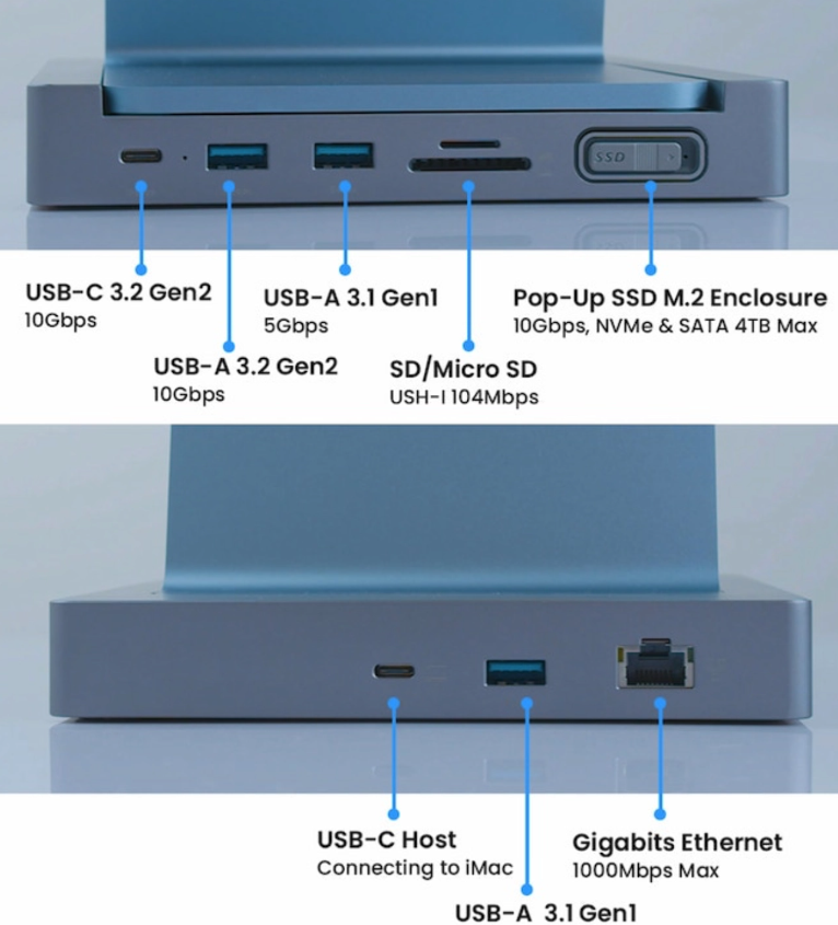 INVZI 为苹果 iMac 推出底座扩展坞，内置弹出式 M.2移动硬盘