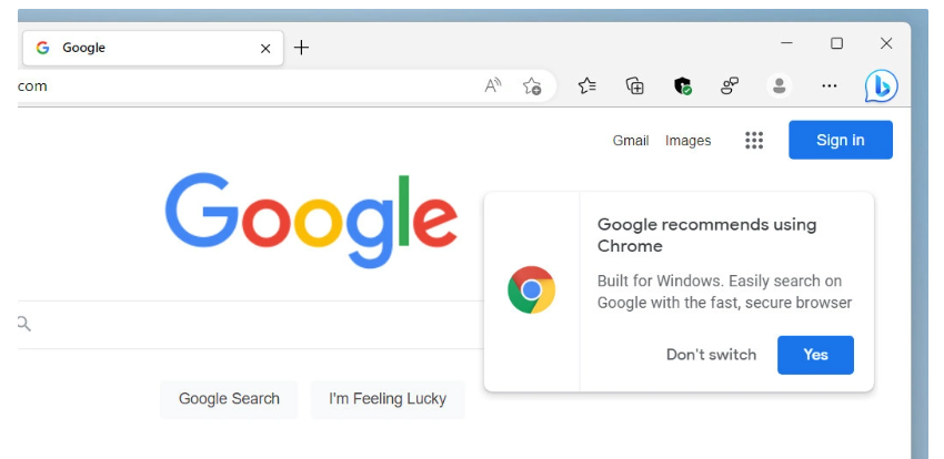 微软在谷歌 Chrome 浏览器官网注入全尺寸广告，希望用户留在 Edge