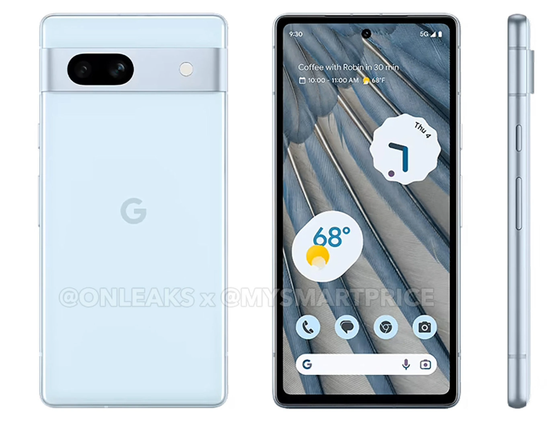 谷歌 Pixel 7a 手机高清渲染图流出，北极蓝版首次曝光