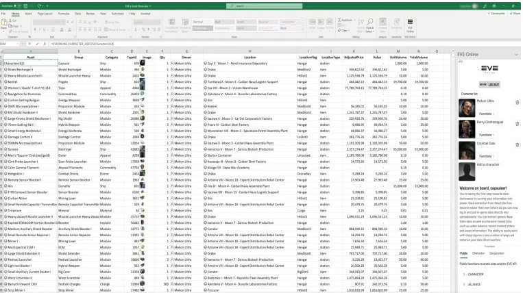 《EVE Online》与微软合作推出 Excel 插件，轻松管理游戏数据