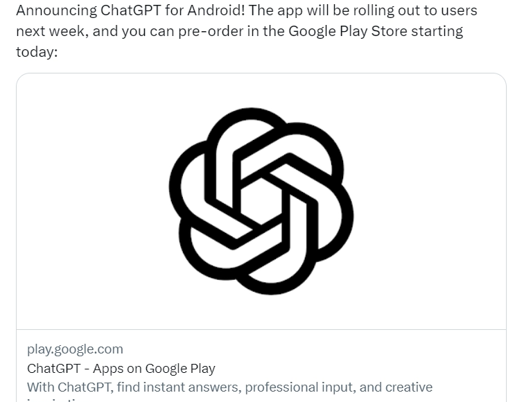 ChatGPT 将在下周推出安卓版本，现已开放预注册