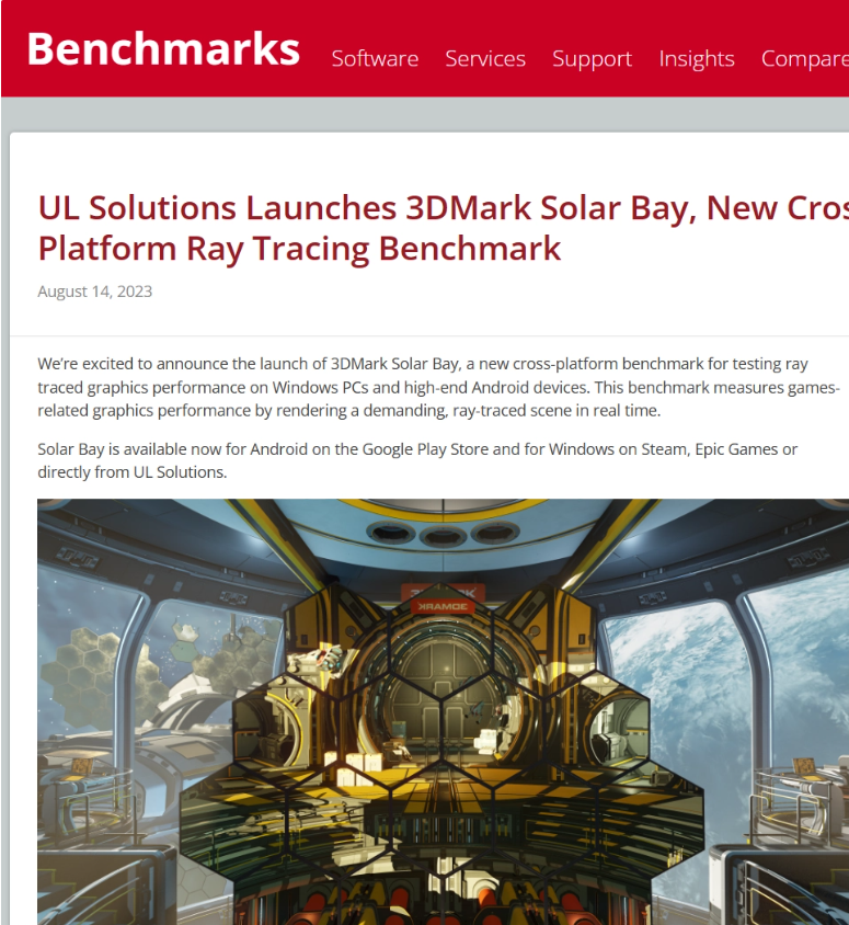 3DMark 推出跨平台光追跑分工具 Solar Bay，RTX 4090 碾压旗舰手机 24.5 倍性能