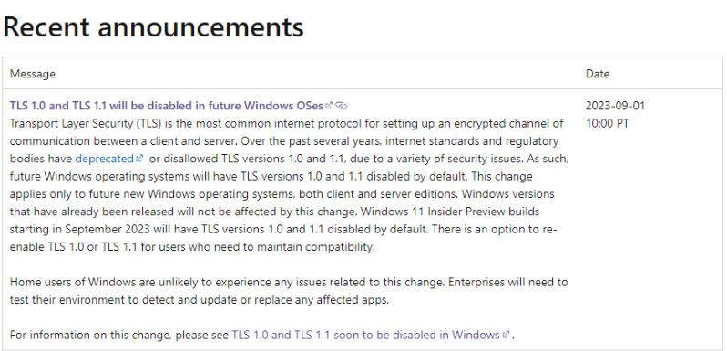 微软启动淘汰 TLS 1.0/1.1 程序，新 Win11 预览版已默认禁用