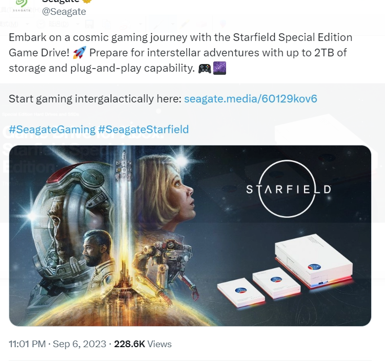 希捷 Xbox《星空》主题 Game Drive 外置硬盘发售，最大 5TB