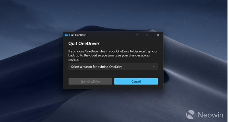 微软再出花式调查：关闭 OneDrive 应用前，需回答提问