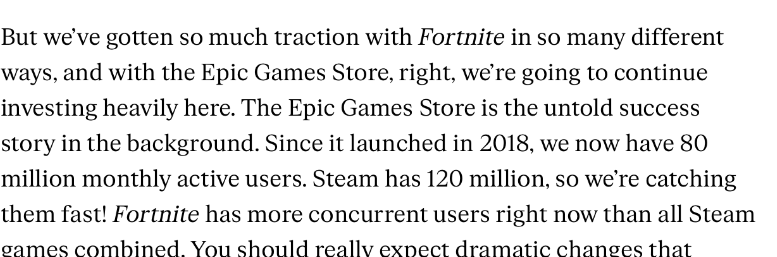 Epic 游戏商店月活跃用户突破 8000 万，正全力追赶 Steam 平台