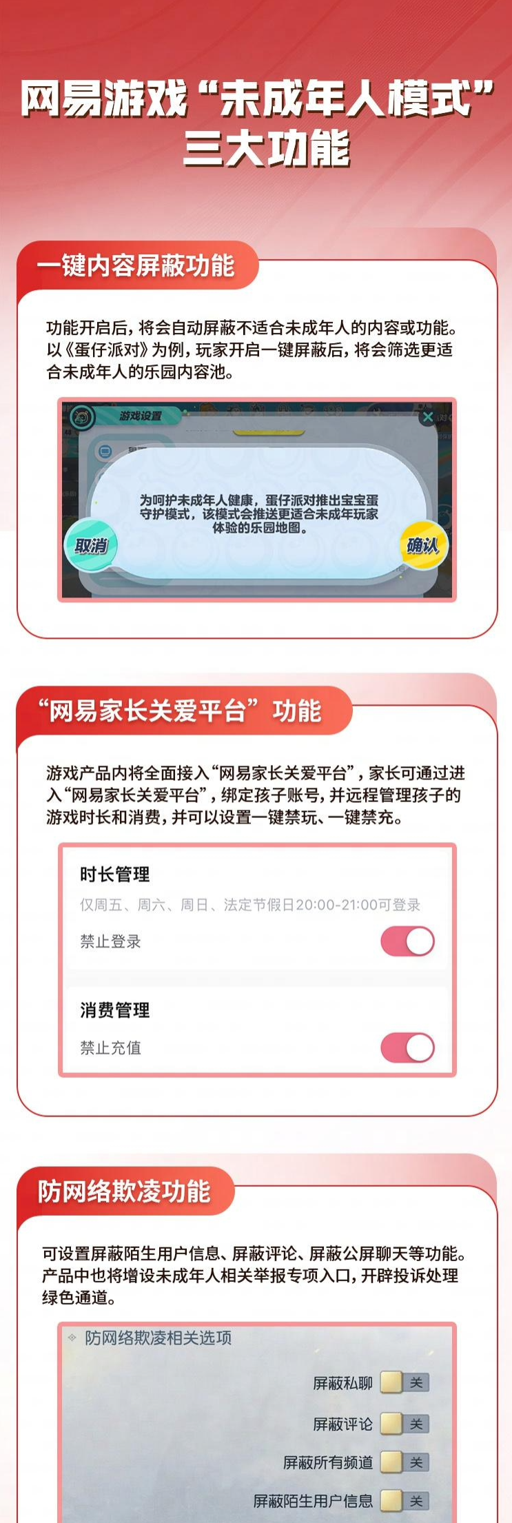 网易游戏：首批 34 款试点产品已完成“未成年人模式”部署，提供三大防护功能