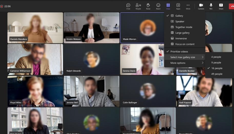 微软本月改善 Teams 会议功能：最多同屏 49 名参会者、一键收纳未开摄像头用户